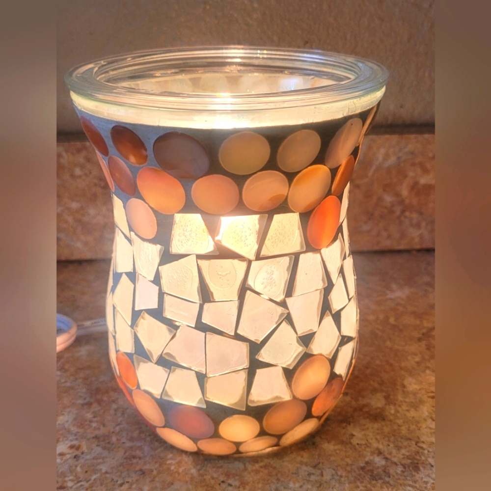 Mosaic Glass Wax Warmer, Small Lamp, Seaside Decor